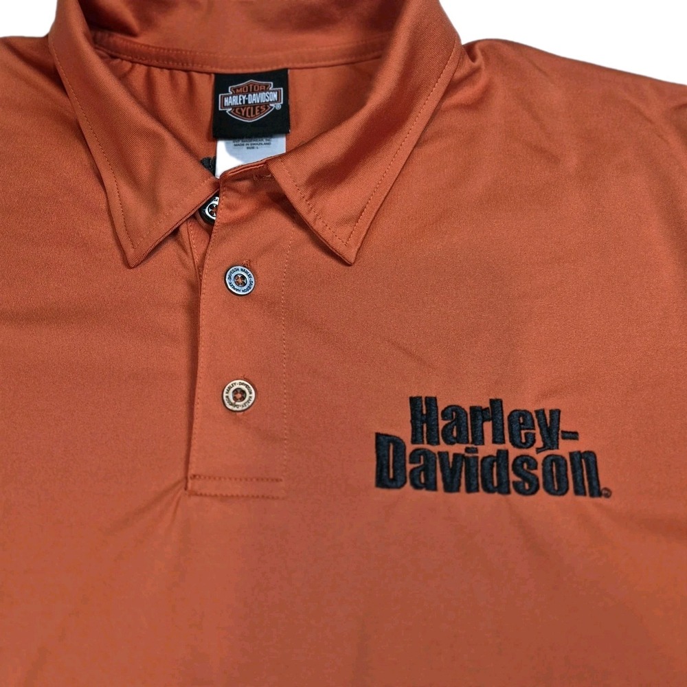 Harley-Davidson of Carroll Iowa Men's Polo sz L Orange Biker Casual